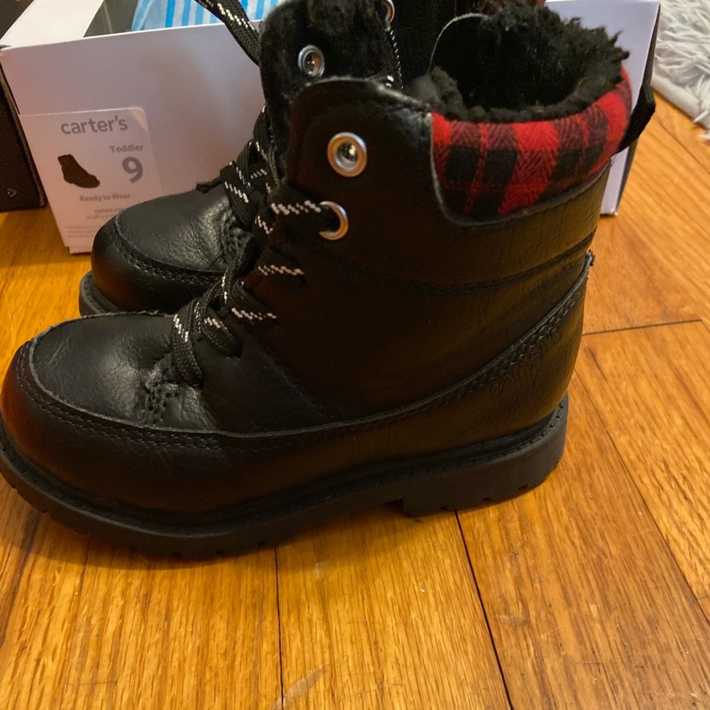 Carter’s black & buffalo plaid boots